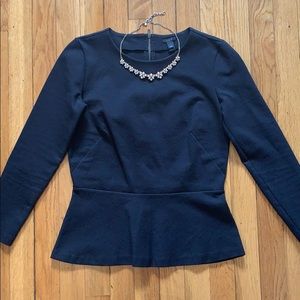 J.Crew Black Peplum Top w/ Zipper